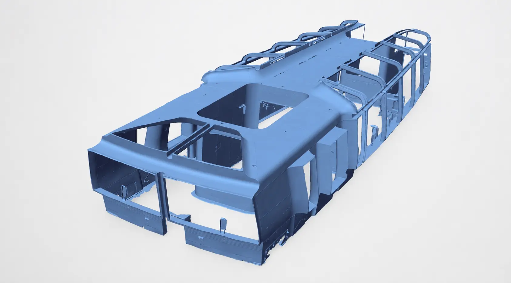 Цифровая 3D-модель крупного транспортного кузова после промышленного сканирования
